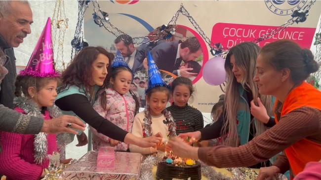 Elazığ Belediyesi Psikososyal Destek Ekibi, 9 Yaşındaki Depremzede Ceylin’in Doğum Gününü Kutladı.