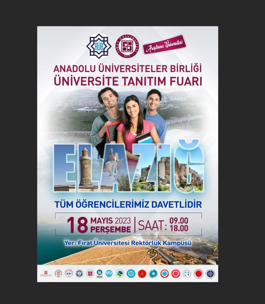 AÜB ÜNİVERSİTE TANITIM VE TERCİH FUARI 18 MAYIS’TA FIRAT ÜNİVERSİTESİNDE YAPILACAK