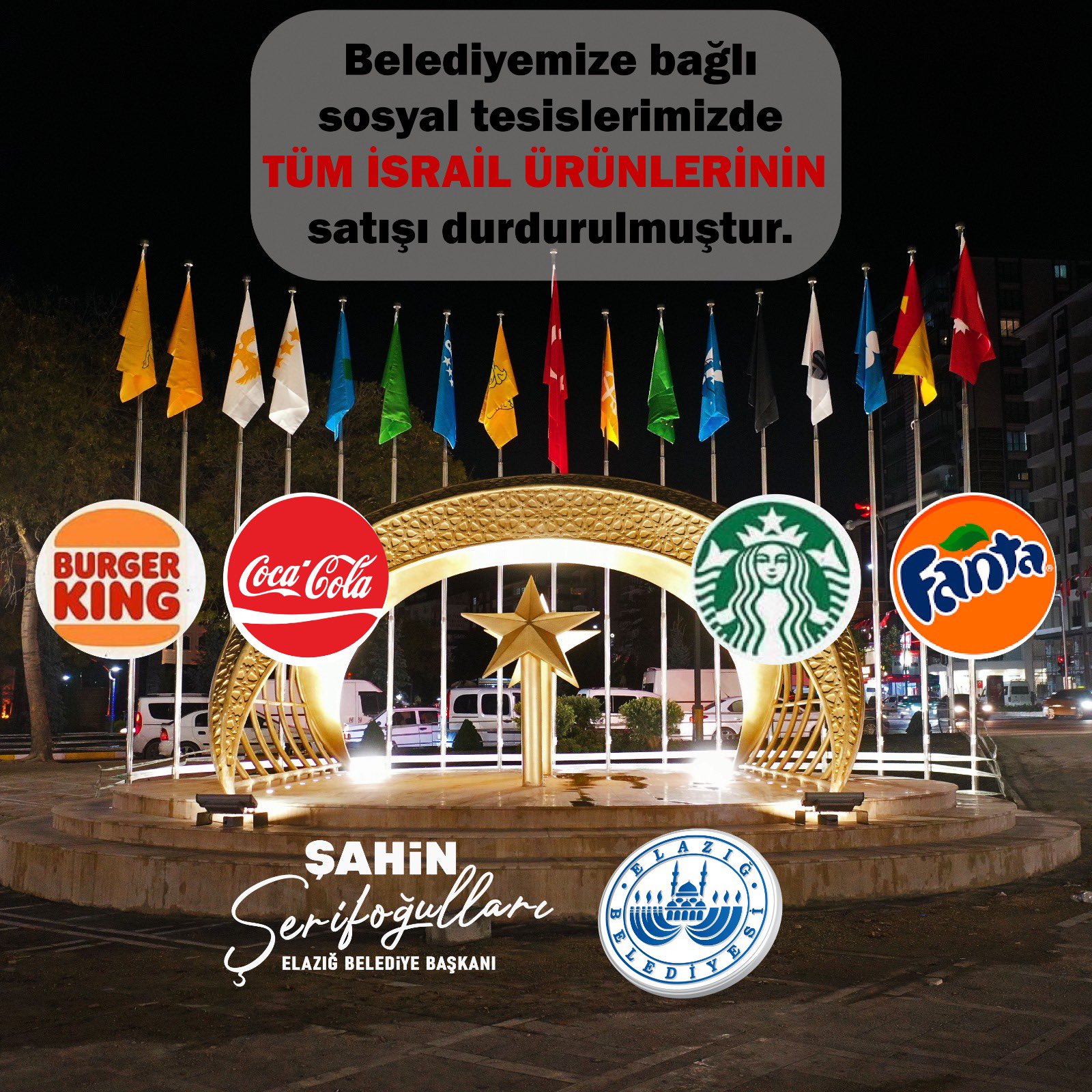 ELAZIĞ BELEDİYESİ’NDEN İSRAİL ÜRÜNLERİNE BOYKOT ÇAĞRISI