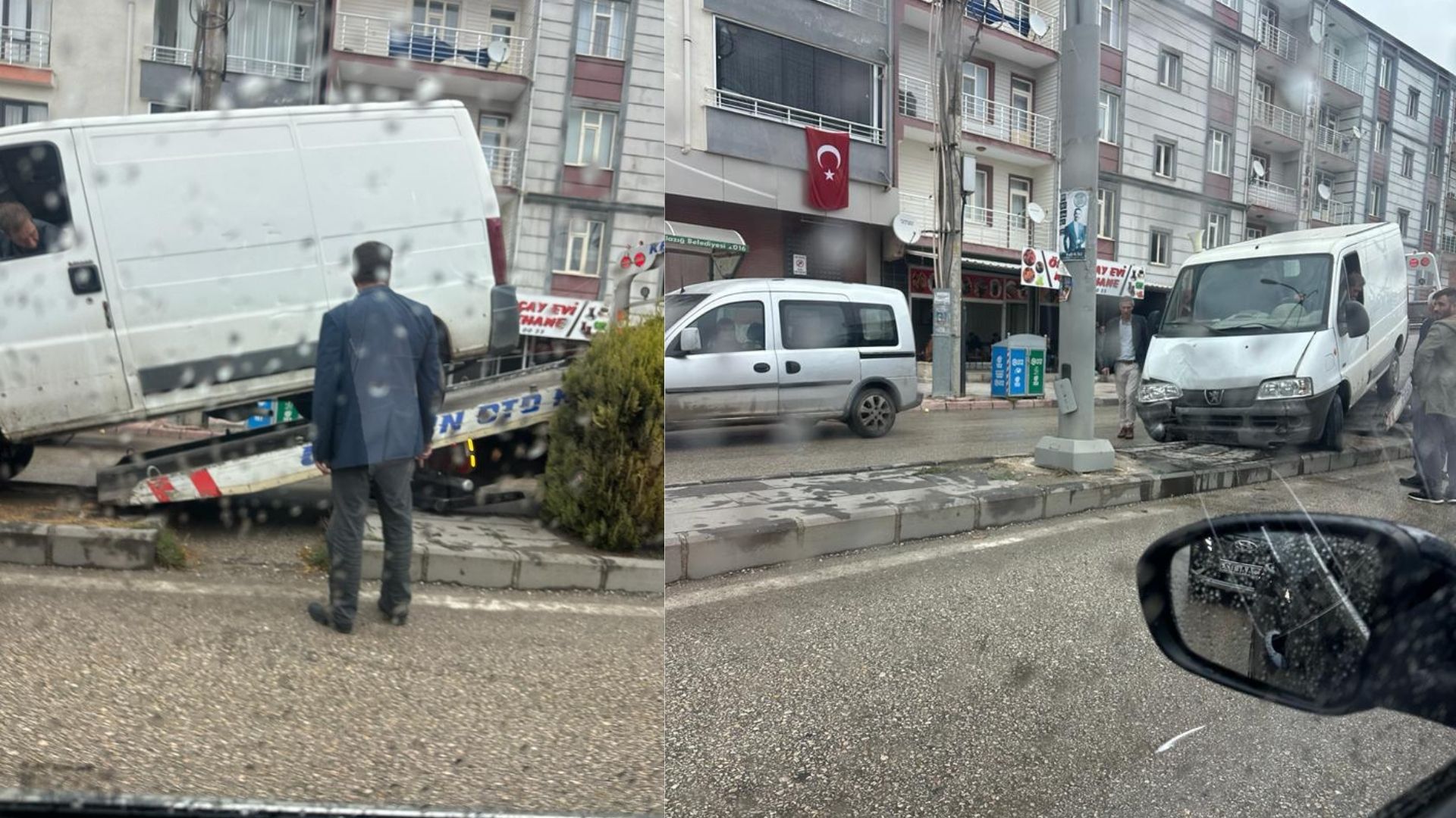 DİREKSİYON HAKİMİYETİNİ KAYBEDEN MİNİBÜS ŞOFÖRÜ KALDIRIMA ÇIKARAK DURABİLDİ