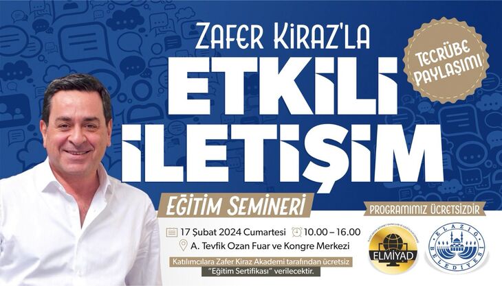 ÜNLÜ SUNUCU ZAFER KİRAZ, ELAZIĞ’DA SEMİNER VERECEK