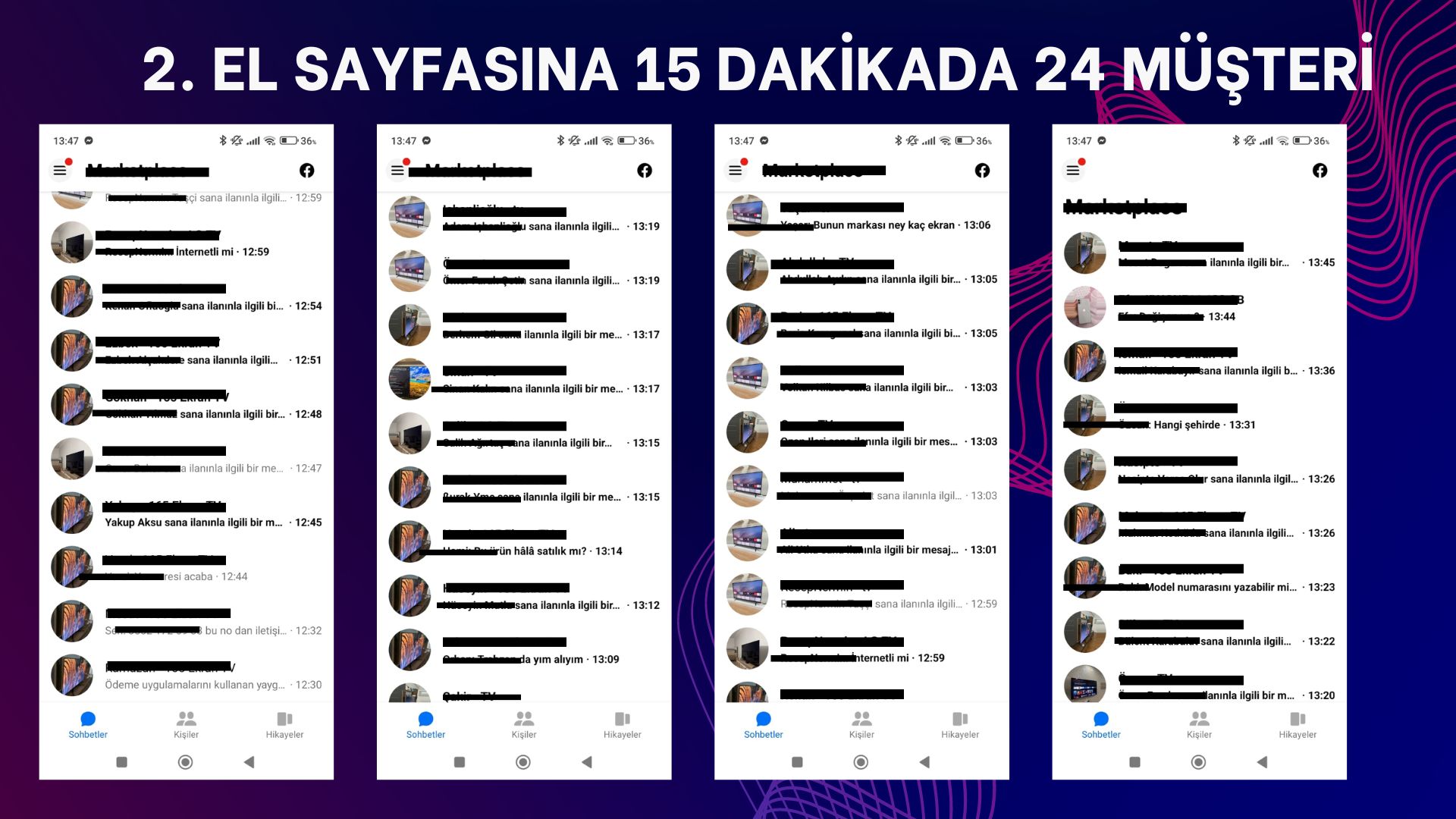 2. EL SAYFASINA 15 DAKİKADA 24 MÜŞTERİ
