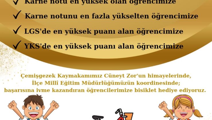 Çemişgezek’te Başarılı Öğrenciler Ödüllendiriliyor