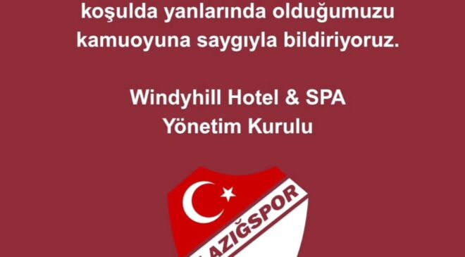 WİNDYHİLL OTEL’DEN ELAZIĞSPOR’A DESTEK