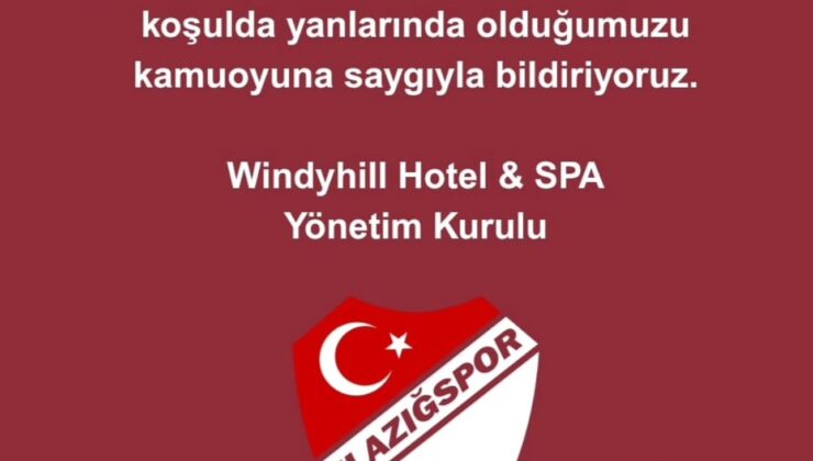 WİNDYHİLL OTEL’DEN ELAZIĞSPOR’A DESTEK