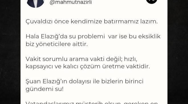 Nazırlı’dan  Su Sorunu ile ilgili açıklama “Önce Çuvaldızı Kendimize Batırıyoruz”