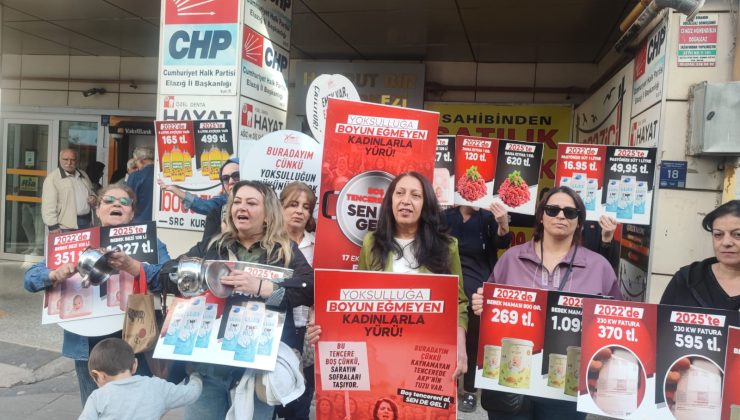 Kadınlardan meydanda boş tava tencere protestosu.”Bu ülkede yoksulluğun bile cinsiyeti var!”