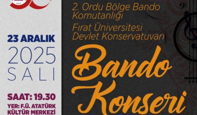 F.Ü’de 50. Yıla Özel “Bando Konseri”, askeri ve akademik birikimi aynı sahnede buluşturacak.