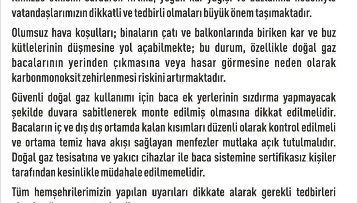 Elazığ Valiliği Elazığ’da  fırtına ve kar yağışı için vatandaşlara uyarıda bulundu