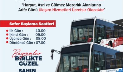 ELAZIĞ’DA BAYRAMDA ULAŞIM ÜCRETSİZ OLACAK!