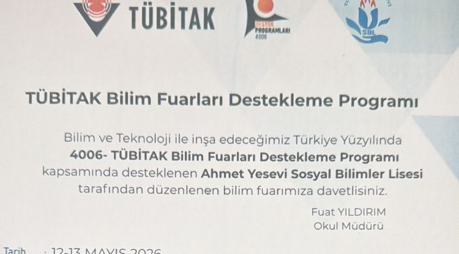 Ahmet Yesevi Sosyal Bilimler Lisesi’nde TÜBİTAK Bilim Fuarı Düzenlenecek
