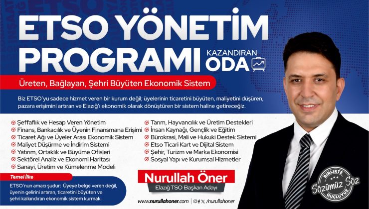 Nurullah Öner’den Ekonomik Dönüşüm Manifestosu: ETSO Üreten ve Kazandıran Bir Sisteme Dönüşecek