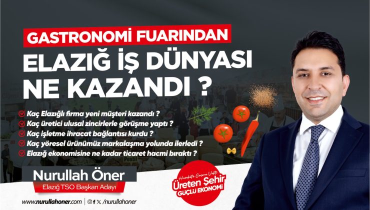 Nurullah Öner: “Elazığ Gastronomi Fuarı’ndan Elazığ iş dünyası ne kazandı?”