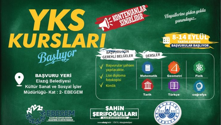 ELAZIĞ BELEDİYESİ’NDEN ÜCRETSİZ YKS KURSU