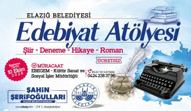 Elazığ Belediyesi tarafından Edebiyat Atölyesi eğitimlerine başvurular, online olarak da yapılabilecek.