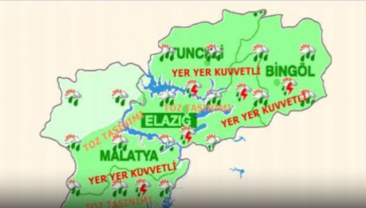 Meteoroloji 13. Bölge Müdürlüğü’nden  Elazığ için kuvvetli yağış ve toz taşınımı uyarısı