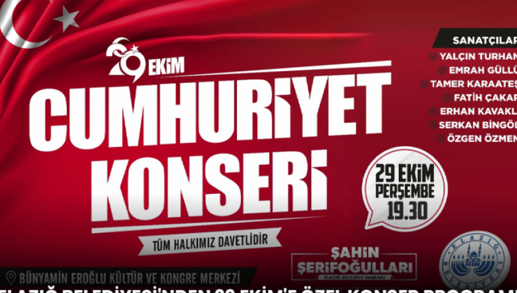 Elazığ Belediyesi’nden 29 Ekim’e Özel Konser Programı